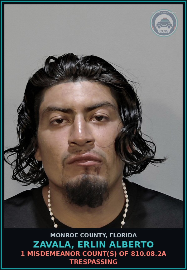 Booking mugshot of ZAVALA, ERLIN ALBERTO in Monroe County