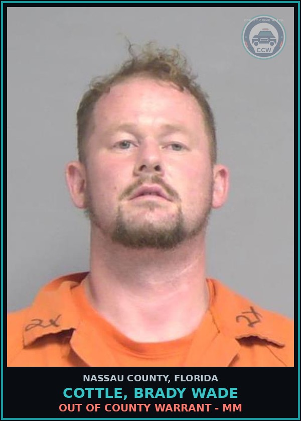 Booking mugshot of COTTLE, BRADY WADE in Nassau County