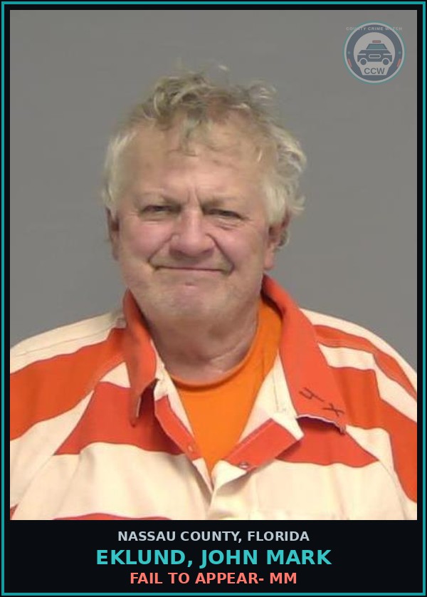 Booking mugshot of EKLUND, JOHN MARK in Nassau County
