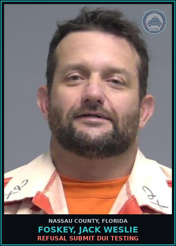 Booking mugshot of FOSKEY, JACK WESLIE in Nassau County