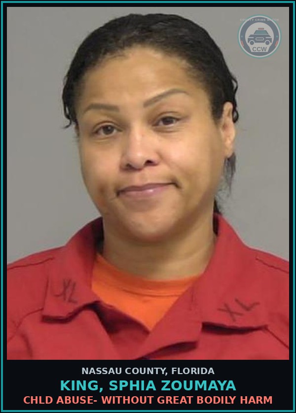 Booking mugshot of KING, SPHIA ZOUMAYA in Nassau County