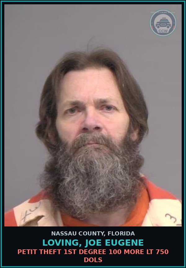 Booking mugshot of LOVING, JOE EUGENE in Nassau County