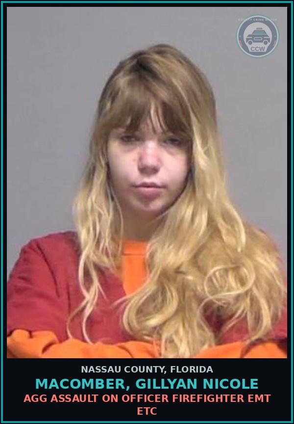 Booking mugshot of MACOMBER, GILLYAN NICOLE in Nassau County