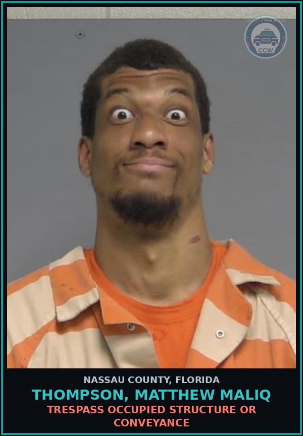 Booking mugshot of THOMPSON, MATTHEW MALIQ in Nassau County