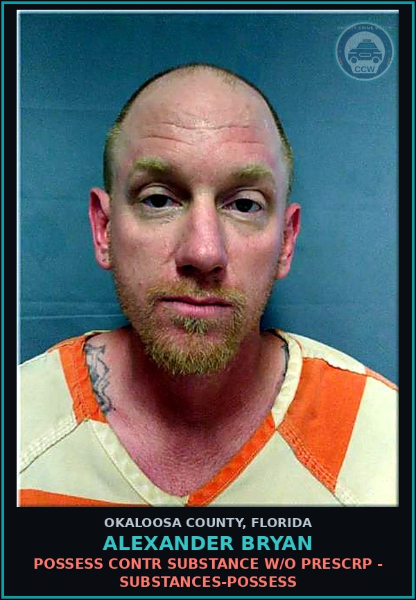 Booking mugshot of Alexander Bryan in Okaloosa County