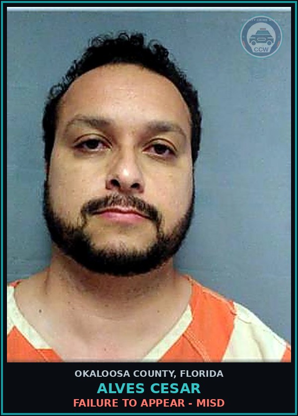 Booking mugshot of Alves Cesar in Okaloosa County
