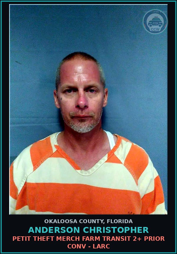 Booking mugshot of Anderson Christopher in Okaloosa County