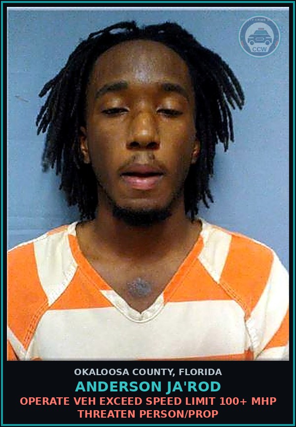 Booking mugshot of Anderson Ja'Rod in Okaloosa County