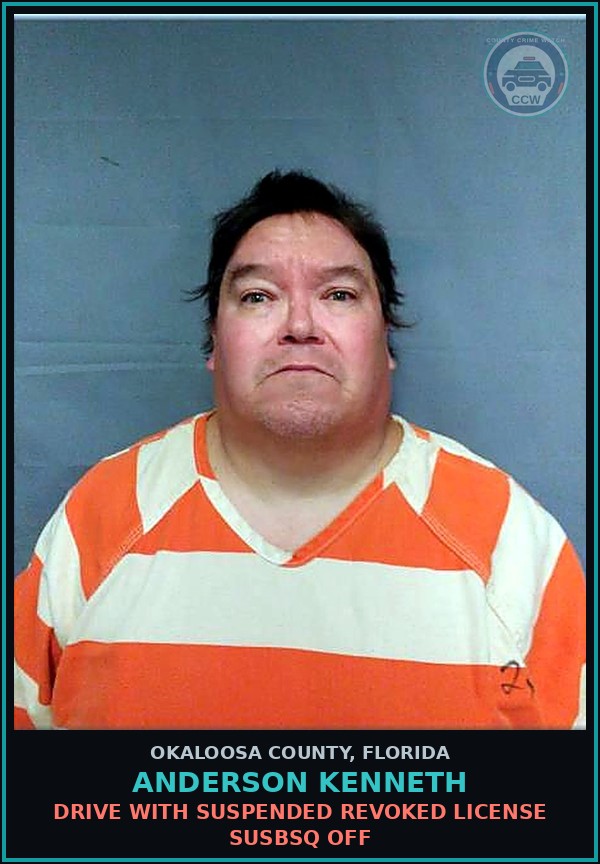 Booking mugshot of Anderson Kenneth in Okaloosa County