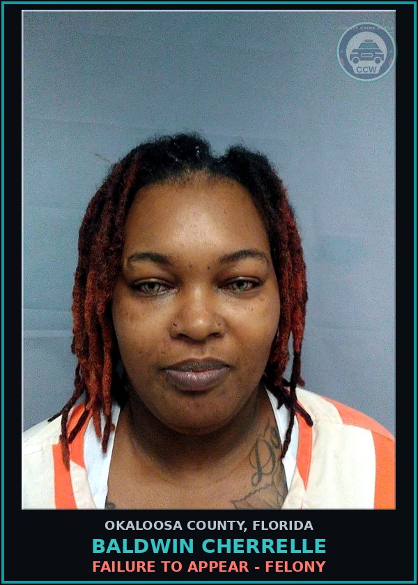 Booking mugshot of Baldwin Cherrelle in Okaloosa County