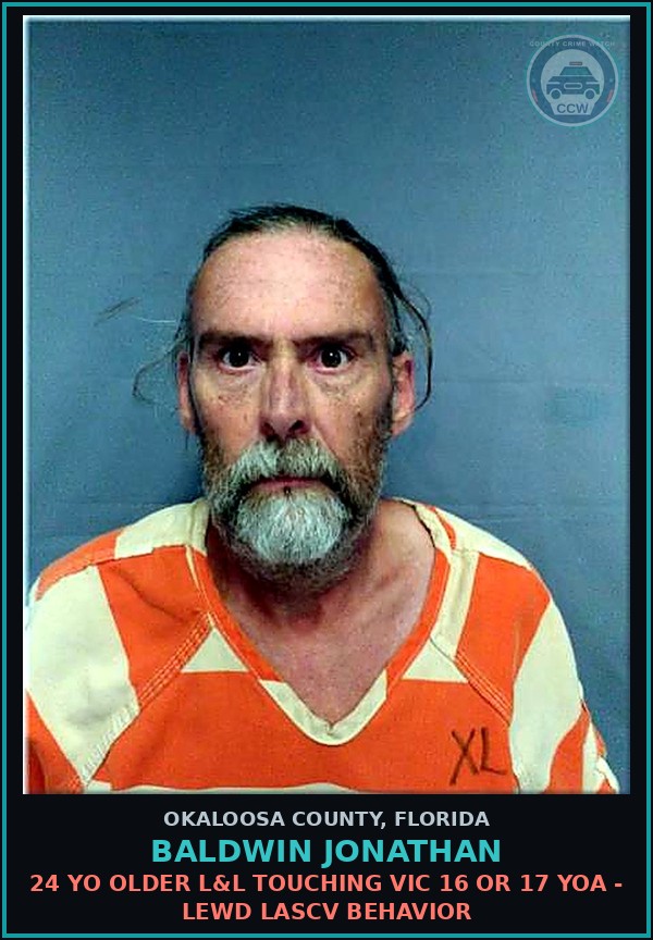 Booking mugshot of Baldwin Jonathan in Okaloosa County