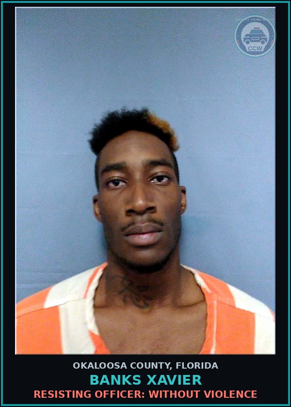 Booking mugshot of Banks Xavier in Okaloosa County