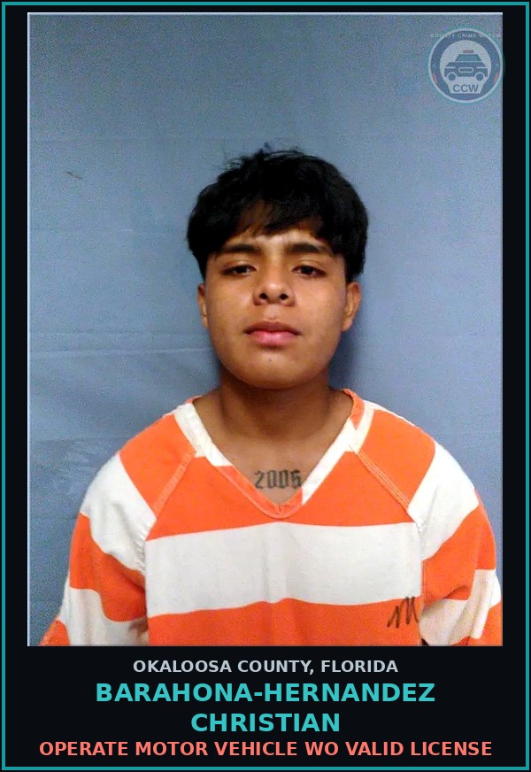 Booking mugshot of Barahona-Hernandez Christian in Okaloosa County