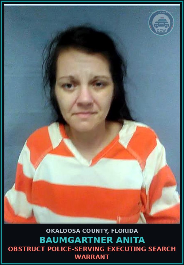 Booking mugshot of Baumgartner Anita in Okaloosa County