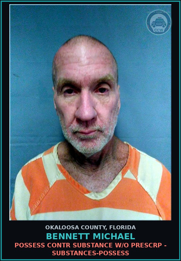 Booking mugshot of Bennett Michael in Okaloosa County