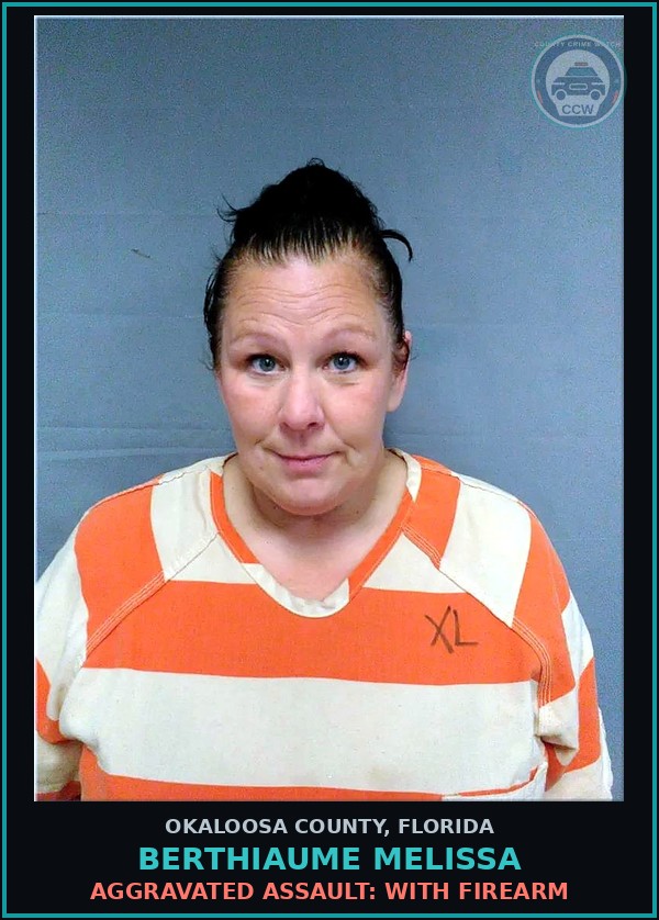 Booking mugshot of Berthiaume Melissa in Okaloosa County