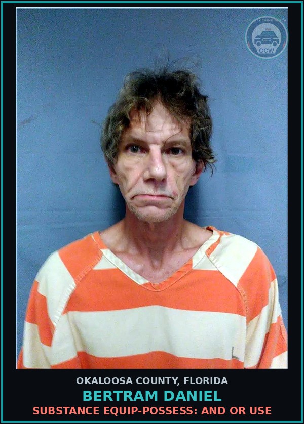 Booking mugshot of Bertram Daniel in Okaloosa County
