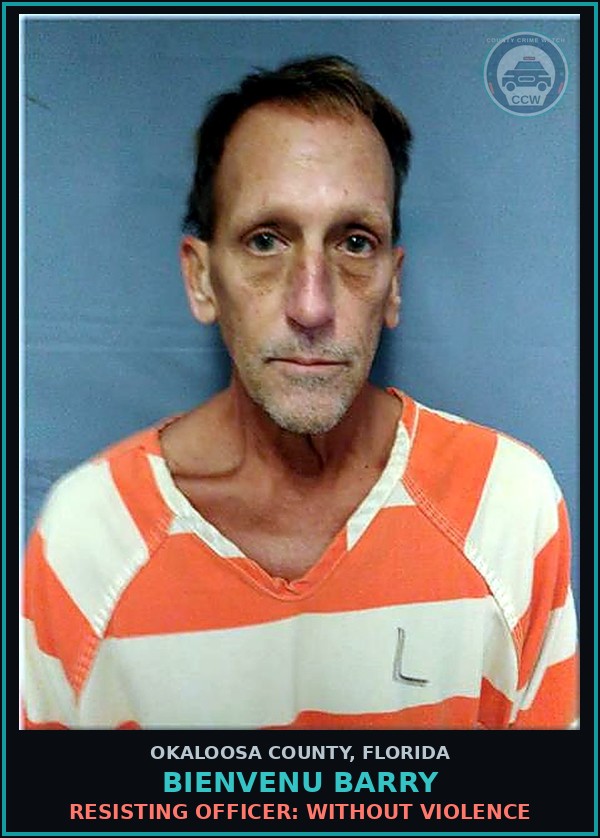 Booking mugshot of Bienvenu Barry in Okaloosa County