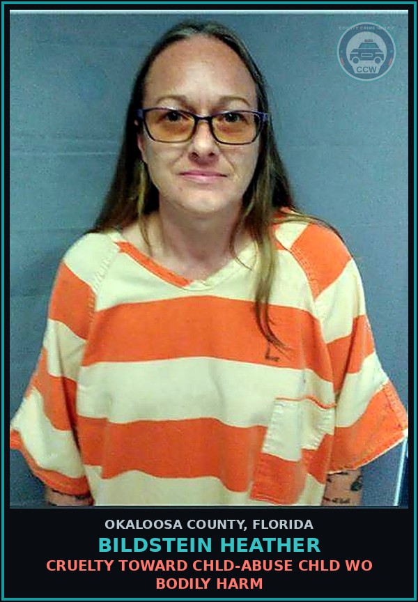 Booking mugshot of Bildstein Heather in Okaloosa County