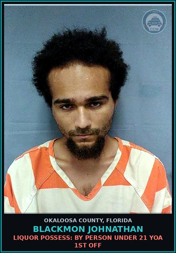 Booking mugshot of Blackmon Johnathan in Okaloosa County