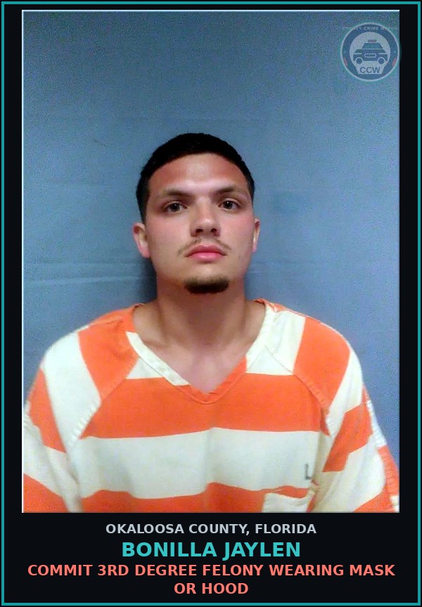 Booking mugshot of Bonilla Jaylen in Okaloosa County