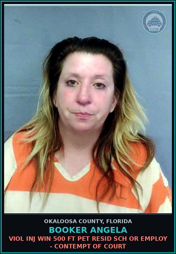 Booking mugshot of Booker Angela in Okaloosa County
