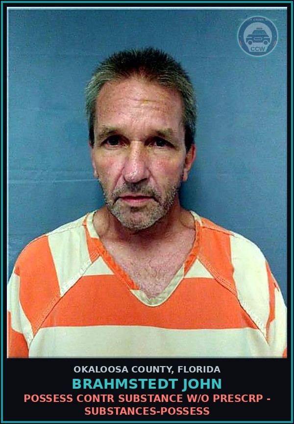 Booking mugshot of Brahmstedt John in Okaloosa County
