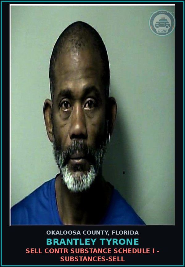 Booking mugshot of Brantley Tyrone in Okaloosa County
