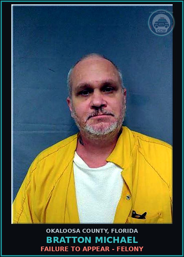 Booking mugshot of Bratton Michael in Okaloosa County