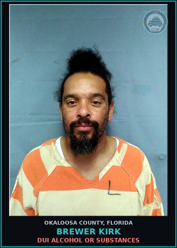 Booking mugshot of Brewer Kirk in Okaloosa County
