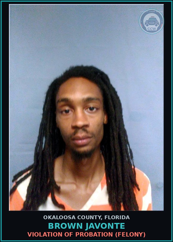 Booking mugshot of Brown Javonte in Okaloosa County