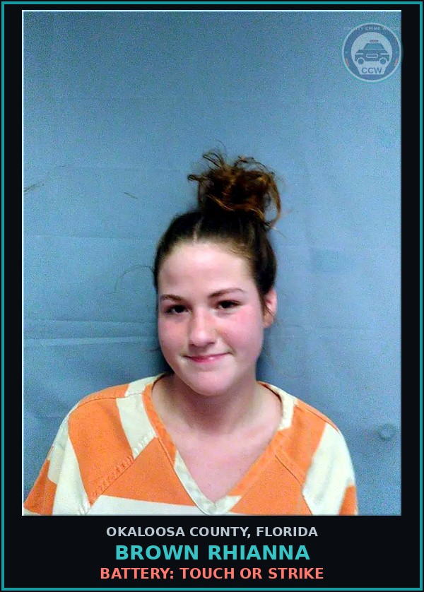 Booking mugshot of Brown Rhianna in Okaloosa County