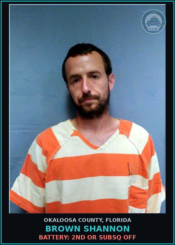 Booking mugshot of Brown Shannon in Okaloosa County