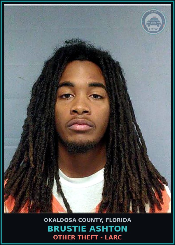 Booking mugshot of Brustie Ashton in Okaloosa County