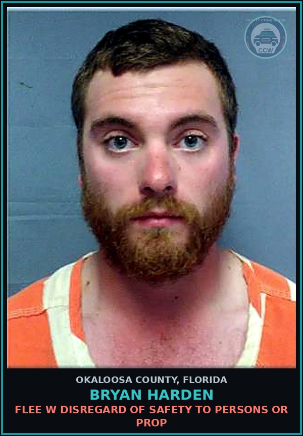 Booking mugshot of Bryan Harden in Okaloosa County