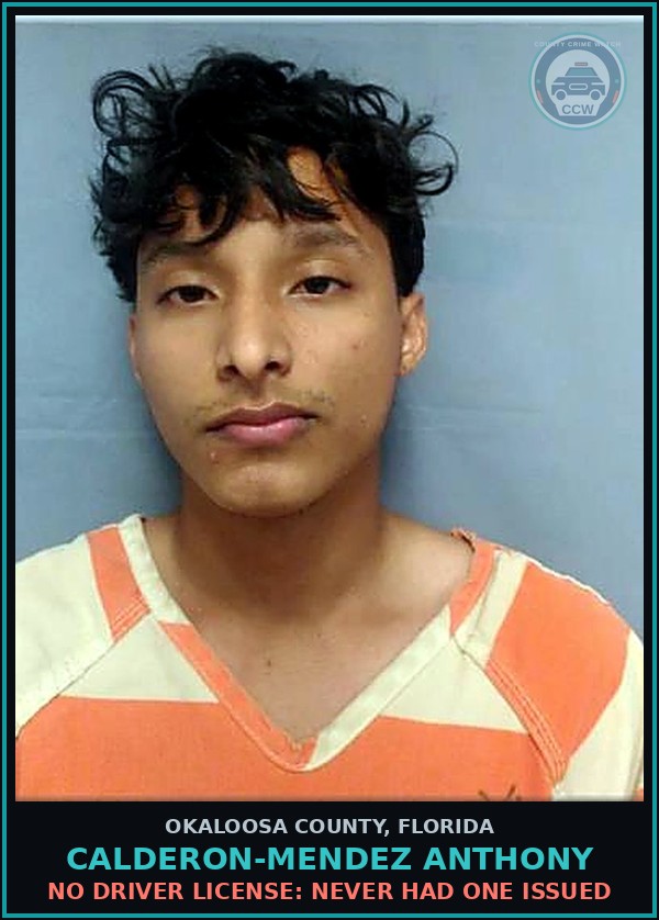 Booking mugshot of Calderon-Mendez Anthony in Okaloosa County