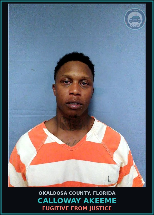 Booking mugshot of Calloway Akeeme in Okaloosa County