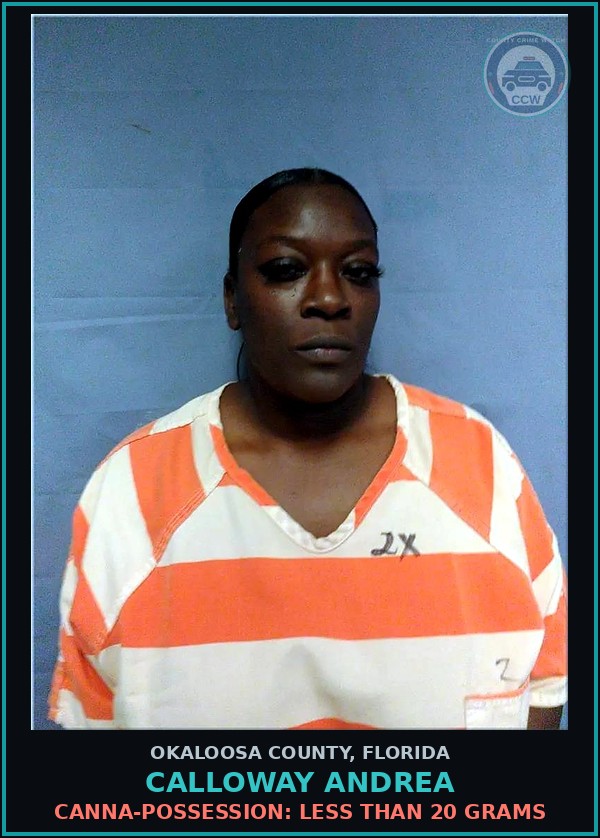 Booking mugshot of Calloway Andrea in Okaloosa County
