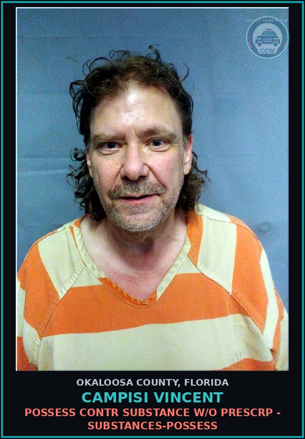 Booking mugshot of Campisi Vincent in Okaloosa County