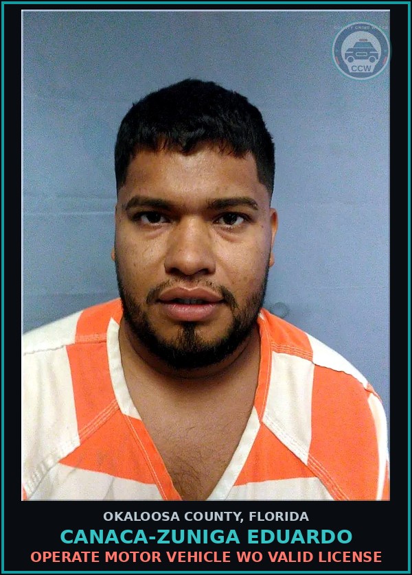 Booking mugshot of Canaca-Zuniga Eduardo in Okaloosa County