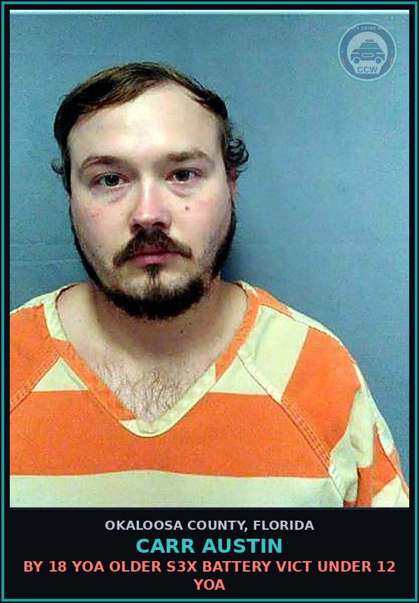 Booking mugshot of Carr Austin in Okaloosa County