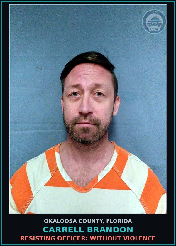 Booking mugshot of Carrell Brandon in Okaloosa County