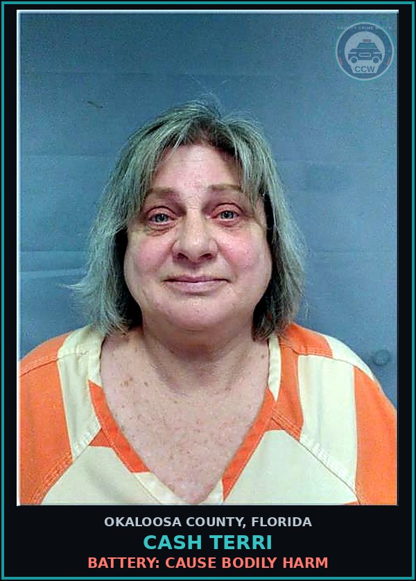 Booking mugshot of Cash Terri in Okaloosa County