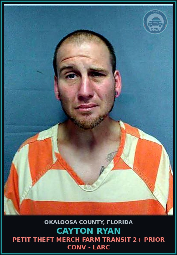 Booking mugshot of Cayton Ryan in Okaloosa County