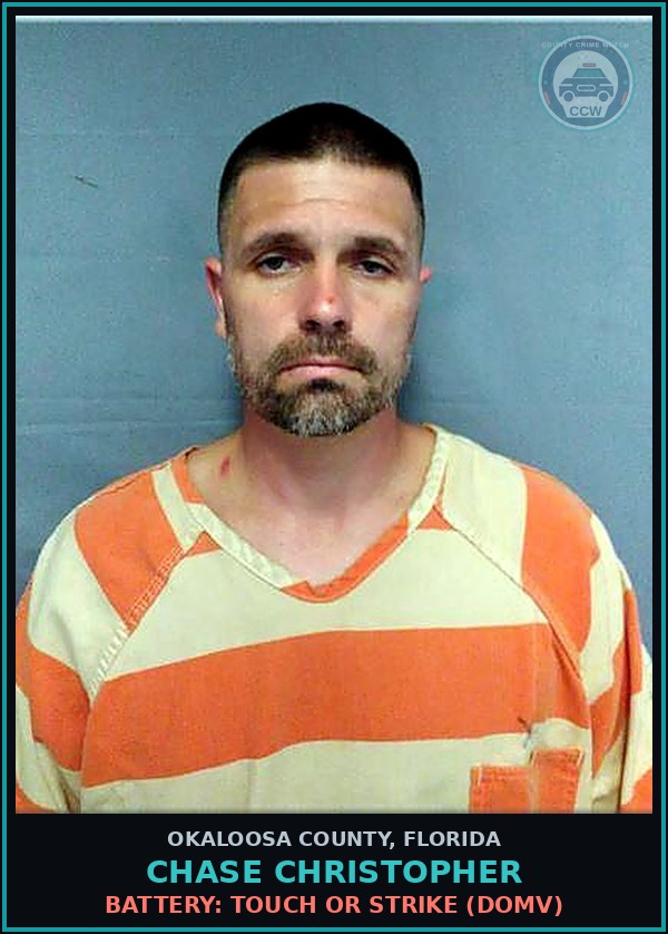Booking mugshot of Chase Christopher in Okaloosa County