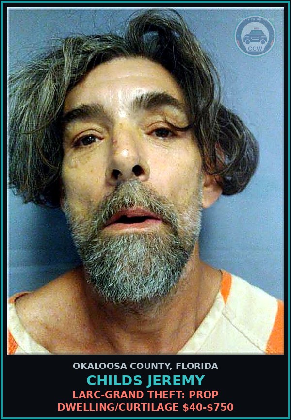 Booking mugshot of Childs Jeremy in Okaloosa County