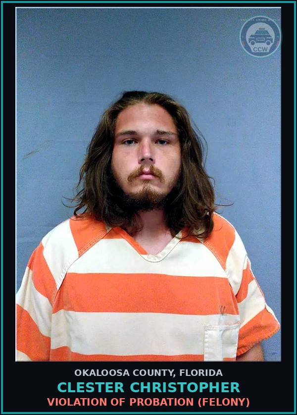 Booking mugshot of Clester Christopher in Okaloosa County