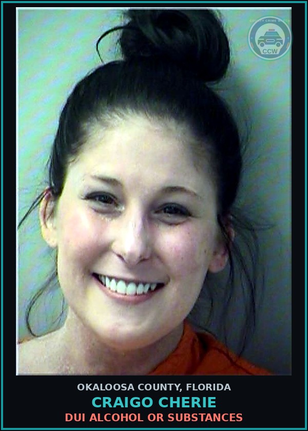 Booking mugshot of Craigo Cherie in Okaloosa County