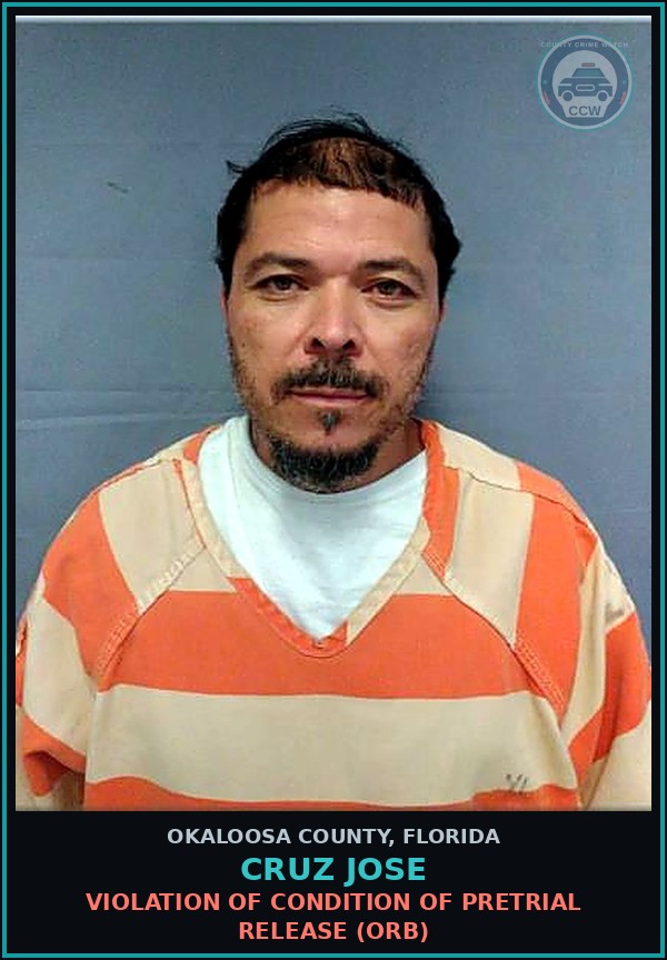 Booking mugshot of Cruz Jose in Okaloosa County