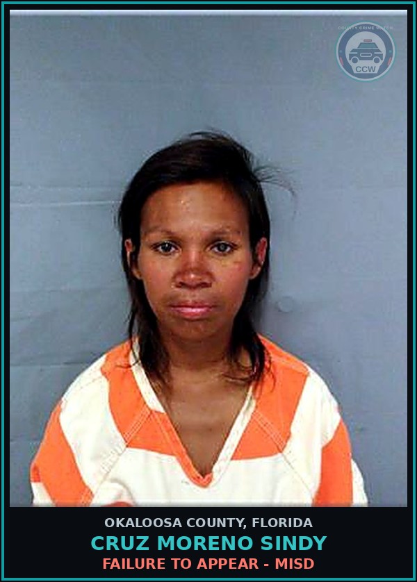 Booking mugshot of Cruz Moreno Sindy in Okaloosa County